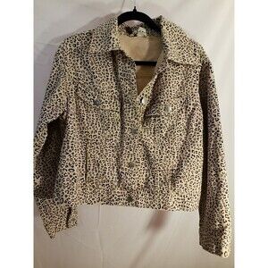 Divided  Black & Tan Animal Print Jean Jacket Sz M